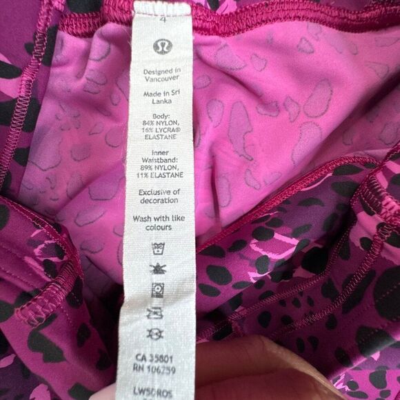 Lululemon Base Pace High Rise Crop Tight Cheetah Camo Magenta Purple - Picture 5 of 13